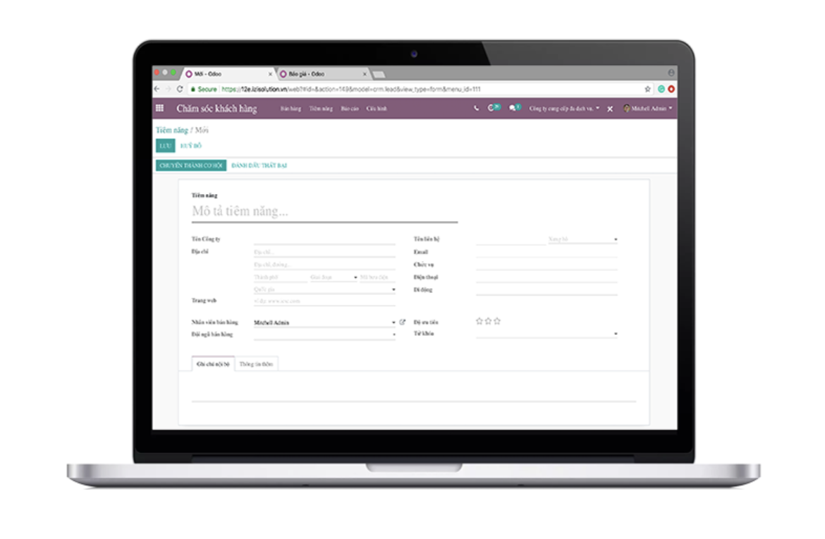 Phần mềm quản lý chăm sóc khách hàng Odoo ERPViet